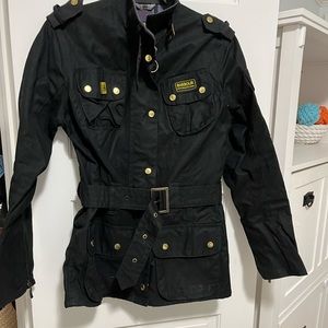 Barbour International women’s waxed motorcycle jacket.